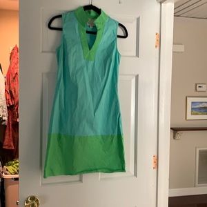 Aqua and lime tunic dress